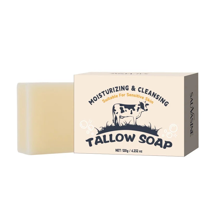 Happy Tallow Soap | 120g Handmade Beef Tallow Soap Bar for Face & Body
